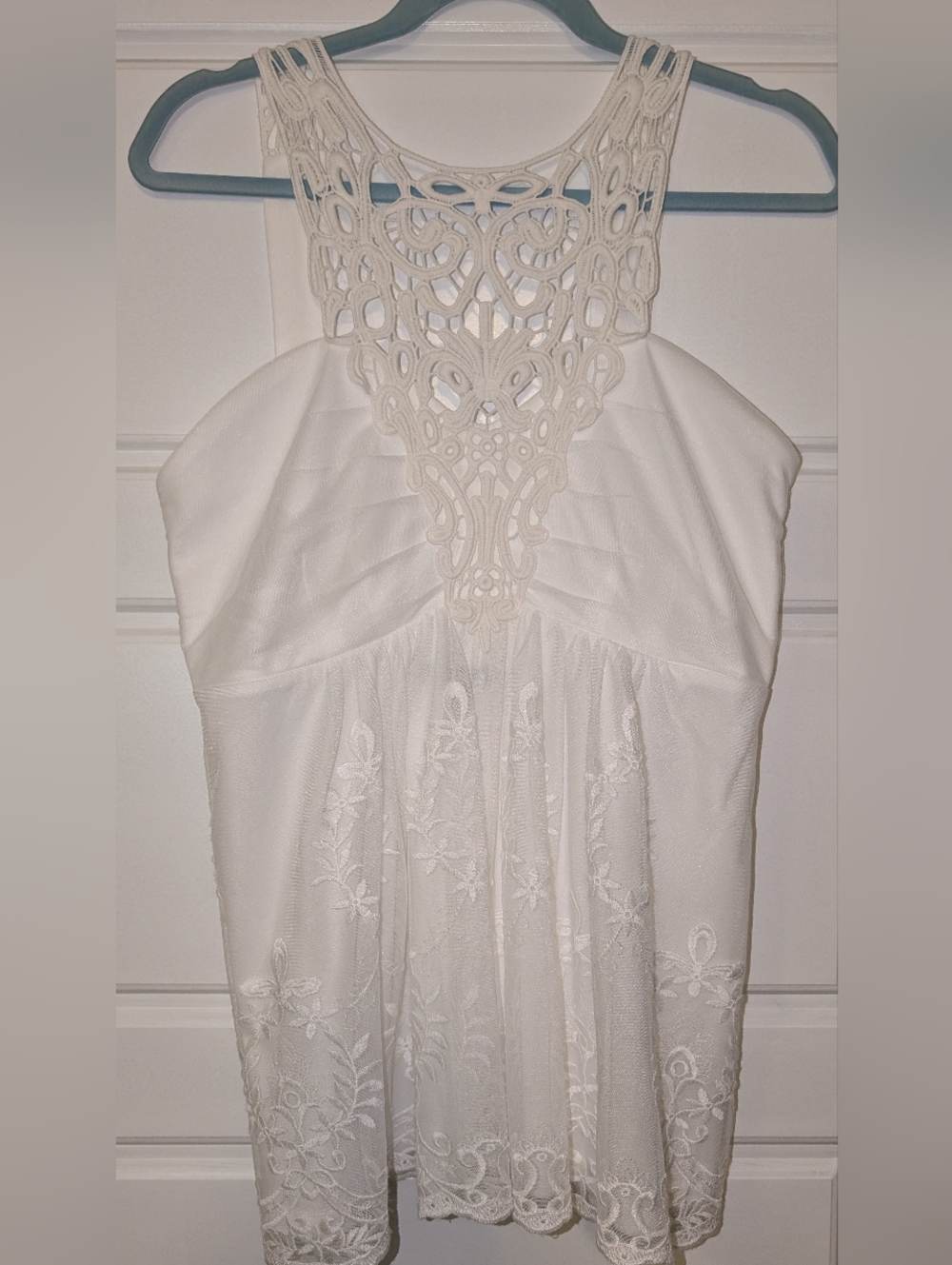 Boho Summer Boston Proper White Embroidered Lace Tank Top - Picture 7 of 11